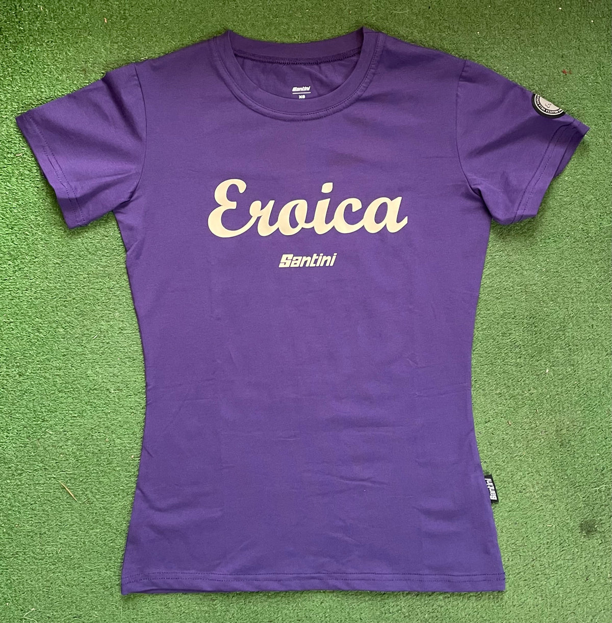 Maglia cotone EROICA, elasticizzata, donna, colore VIOLA, scritta bian ...